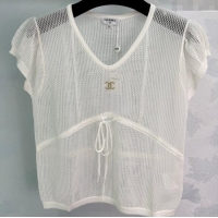 Luxury Discount Chanel Mesh Top 0814 White 2025