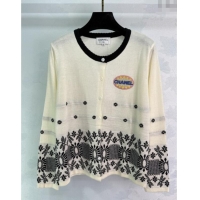 Luxury Discount Chanel Wool Knit Cardigan 0812 White 2025