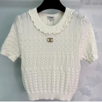 Super Quality Chanel Wool Knit Top 0812 White 2025