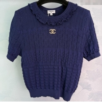 ​Well Crafted Chanel Wool Knit Top 0812 Blue 2025