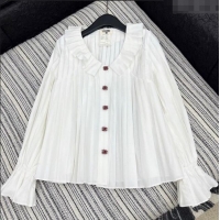 Good Product Chanel Pleated Shirt 0812 White 2025
