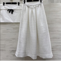 Top Quality Chanel Tweed Skirt CH82123 White 2025