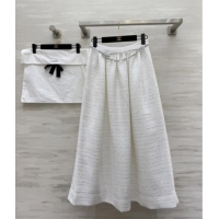 Top Quality Chanel Tweed Skirt CH82123 White 2025