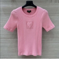 ​Traditional Discount Chanel Knit Short-sleeved Sweater CH82115 Pink 2025