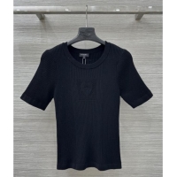 Unique Grade Chanel Knit Short-sleeved Sweater CH82116 Black 2025