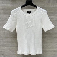 ​Affordable Price Chanel Knit Short-sleeved Sweater CH82117 White 2025