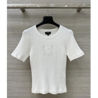 ​Affordable Price Chanel Knit Short-sleeved Sweater CH82117 White 2025