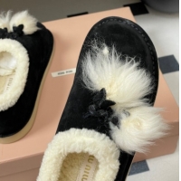 Lower Price Miu Miu Suede and Shearling Snow Boots with Pompon Black 1024136