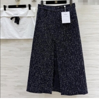 Grade Promotional Chanel Tweed & Sequins Skirt CH82130 Blue 2025