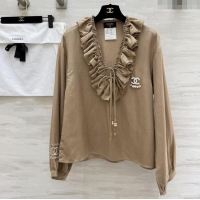 Top Quality Chanel Cotton Blouse CH82131 Brown 2025