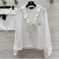 Buy Fashionable Chanel Cotton Blouse CH82132 White 2025