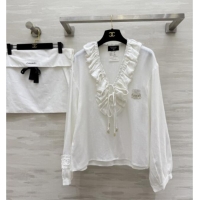 Buy Fashionable Chanel Cotton Blouse CH82132 White 2025