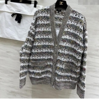 Free Shipping Discount Chanel Wool Cardigan CH82135 Grey 2025