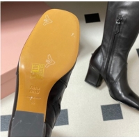 Good Looking Miu Miu Nappa Leather Heel High Boots 6.5cm with Buckle Black 5W548E 1024141 2025