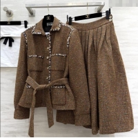 Well Crafted Chanel Tweed Skirt & Jacket CH82119 Brown 2025
