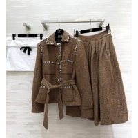 Well Crafted Chanel Tweed Skirt & Jacket CH82119 Brown 2025