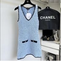Shop Low Cost Chanel Knit Dress CH090219 Blue 2025