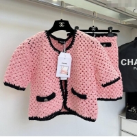 ​Top Quality Chanel Knit Cardigan and Skirt CH090221 Pink 2025