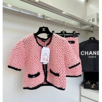 ​Top Quality Chanel Knit Cardigan and Skirt CH090221 Pink 2025