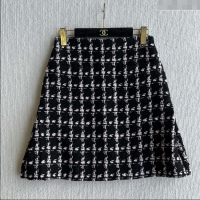 Free Shipping Chanel Wool Tweed Skirt CH090304 Black/Pink 2025