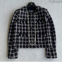 Famous Brand Chanel Wool Tweed Jacket CH090303 Black/Pink 2025