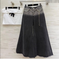 Luxury Discount Chanel Jeans with Pearls Chain CH090420 Black 2025