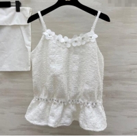 Grade Quality Chanel Tweed & Lace Vest with Sequins CH090438 White 2025