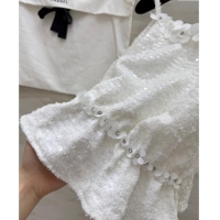 Grade Quality Chanel Tweed & Lace Vest with Sequins CH090438 White 2025