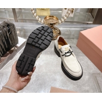 Grade Miu Miu Mohair and Leather Laced-up Shoes White 5E964D 1025002 2025