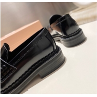 Good Quality Miu Miu Tassel Loafers in Polished Leather Black 2025 5D497E 1025003 2025