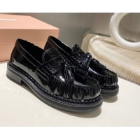 Popular Style Miu Miu Tassel Loafers in Patent Leather Black 5D497E 2025