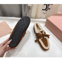 Cheap Price Miu Miu Tassel and Beads Loafers in Suede and Wool Brown2 5D518E 1025007 2025