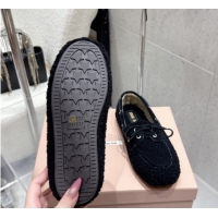 Good Looking Miu Miu Shearling Laced-up Loafers with Bow Black 5D525E 1025016 2025