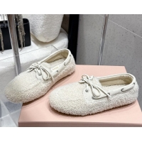 Sophisticated Miu Miu Shearling Laced-up Loafers with Bow White 5D525E 1025017 2025
