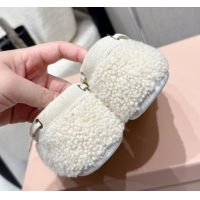 Sophisticated Miu Miu Shearling Laced-up Loafers with Bow White 5D525E 1025017 2025