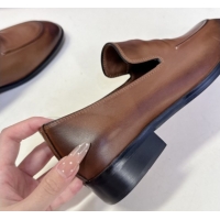 Purchase Miu Miu Leather Loafers 5D545E Brown 1025020 2025