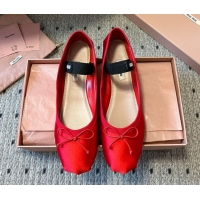 Best Product Miu Miu Satin Ballerinas Flat with Bow and Elastic Band Red 2025 5F794D 1025024 2025