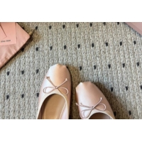 Top Grade Miu Miu Satin Ballerinas Flat with Bow and Elastic Band Pink 5F794D 1025027 2025