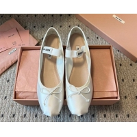 Durable Miu Miu Satin Ballerinas Flat with Bow and Elastic Band White 5F794D 1025028 2025