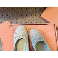 Luxury Discount Miu Miu Corduroy Ballerinas Flat with Bow and Elastic Band Green 5F794D 1025029 2025
