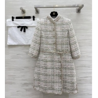 Best Quality Chanel Tweed Dress CH91305 Beige 2025