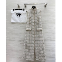 Most Popular Chanel Tweed Long Vest CH91306 Beige 2025