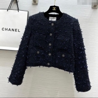 Best Price Chanel Fringe Tweed Jacket CH91309 Blue 2025