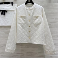 Unique Discount Chanel CC Silk Jacket CH91314 White 2025