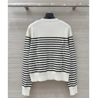 Top Quality Chanel Coco Striped Cardigan CH091902 White 2025