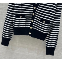 Super Quality Chanel Coco Striped Cardigan CH091902 Black 2025