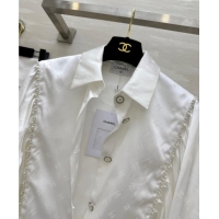 Buy Discount Chanel CC Print Shirt with Pearls CH091963 White 2025