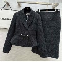 Inexpensive Chanel Tweed Jacket & Skirt CH92507 Black 2025