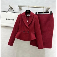 Grade Quality Chanel Tweed Jacket & Skirt CH92508 Red 2025