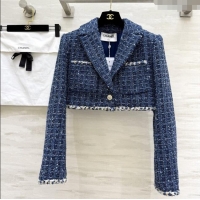 Top Quality Chanel Tweed Short Jacket CH92510 Blue 2025
